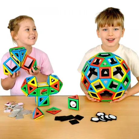 Конструктор Polydron (среден размер, магнитен) - Матов (184 части)