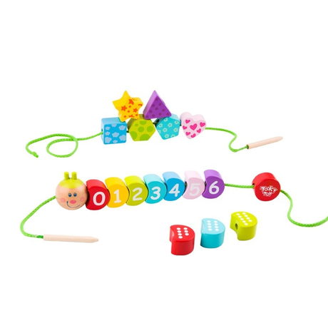 Дървена играчка за нанизване гъсеница от Tooky toy