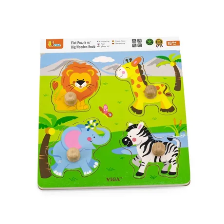 Детски плосък пъзел с дивите животни от Viga toys