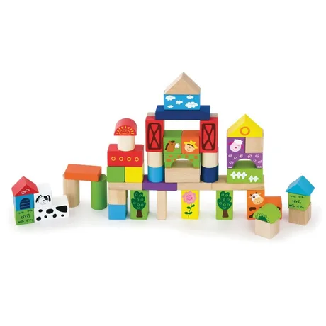 Дървен конструктор от 50 части Фермата от Viga toys