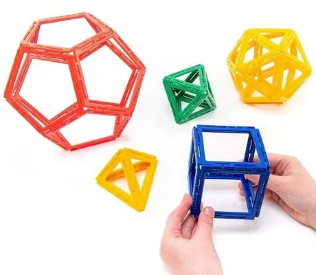Конструктор Polydron (малък размер) - Геометрични фигури, рамки (50 части)