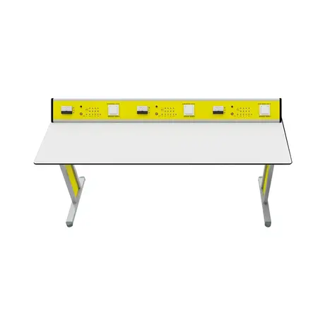 RFG Ученическа маса Flat, лабораторна, над VII клас, 180 х 60 х 75 cm, жълто-бяла