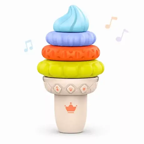 Бебешка музикална пирамида Сладолед Jolly – сензорна игра със светлини и звуци