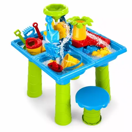 Водна масичка с аксесоари и столче Jolly – детска маса за игра с вода и пясък 2 в 1