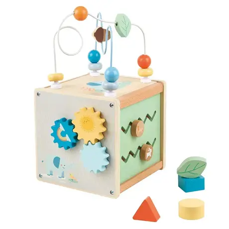 Дървен дидактически куб Вълшебна гора – Lelin Toys