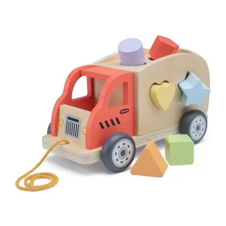 Камион за подреждане и сортиране на форми – New Classic Toys дървена играчка 2в1