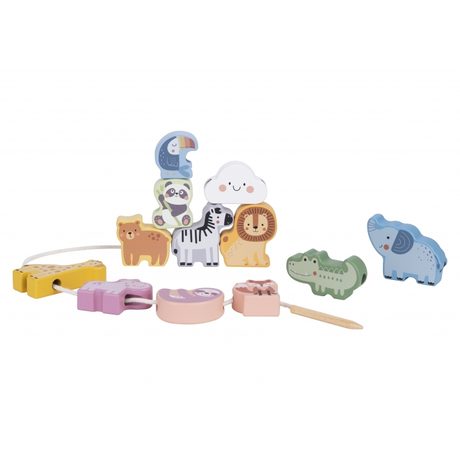 Дървени фигури за нанизване с животни - Tooky toy