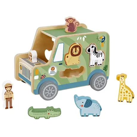 Дървена играчка сортер - Джип с животни от Tooky Toy