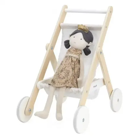 Дървена количка за кукли PolarB – детска количка за бутане и ролева игра Viga Toys