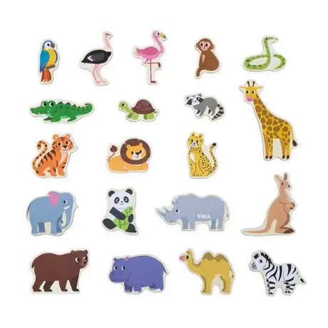 Комплект магнити с фигурки Диви животни 20 части Viga Toys – магнитна игра с животни за деца