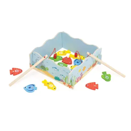 Дървена магнитна игра за риболов – образователна играчка с числа и риби VIGA Toys