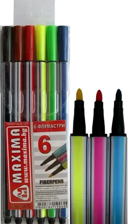 Флумастери 6 цвята 17см MAXIMA големи