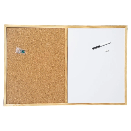 Бяло и корково табло с дървена рамка Cork Nature 60х90 cm 