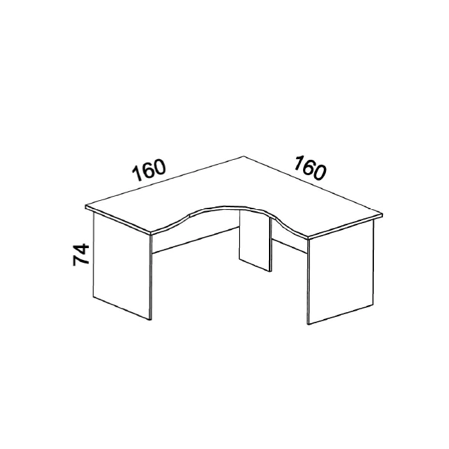 Бюро Рикард М.1 160/160/68/68/74 h плот 18/25 mm 
