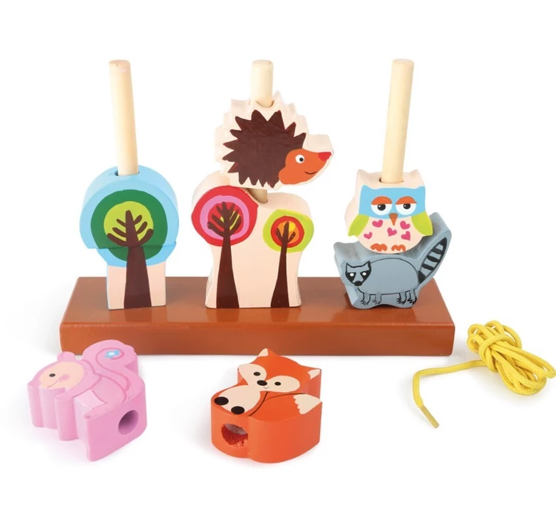 Small Foot Игра за нанизване Диви животни, 10 части