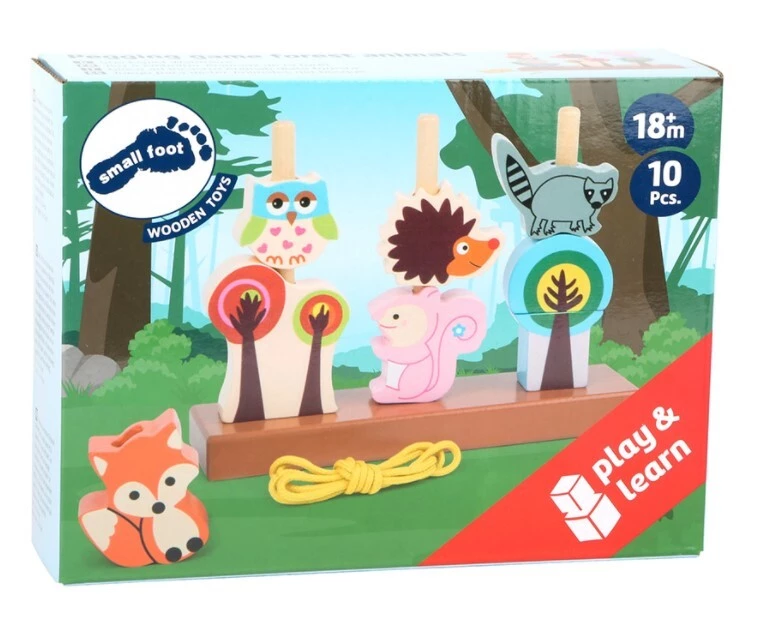 Small Foot Игра за нанизване Диви животни, 10 части