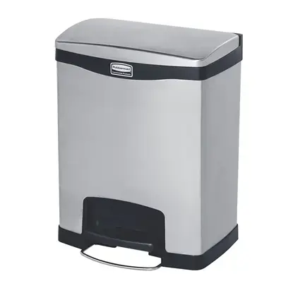 Rubbermaid Кош Slim Jim Front, метален, 30 L, черен, бял