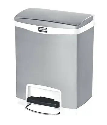 Rubbermaid Кош Slim Jim Front, метален, 30 L, черен, бял
