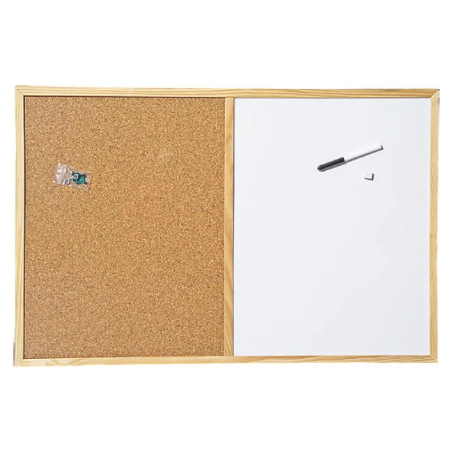Бяла и коркова дъска с дървена рамка Bi-Office 40х60 cm