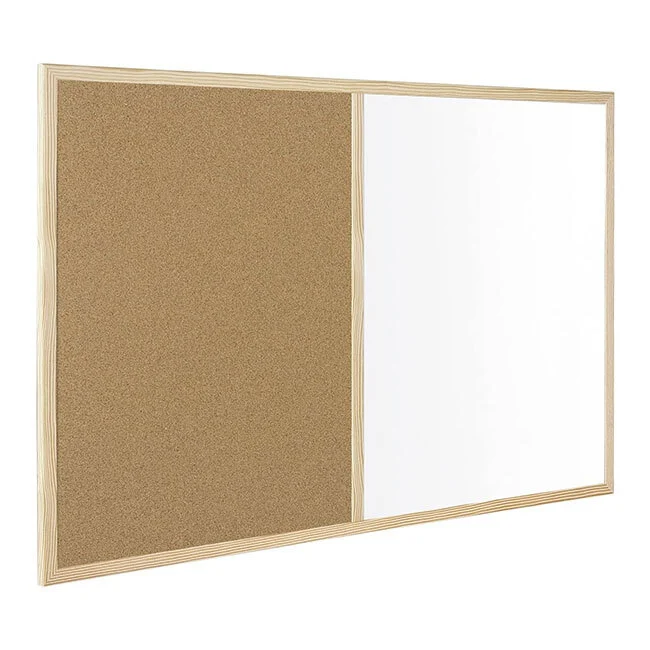 Бяла и коркова дъска с дървена рамка Bi-Office 60х90 cm