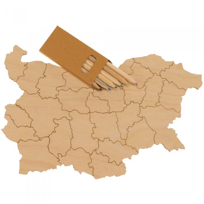 Карта на България за оцветяване Munda Mundi, от дърво