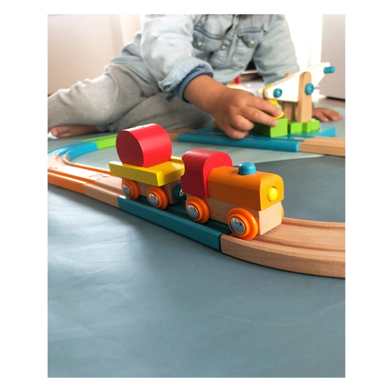 Дървено влакче-играчка Junior Crane Small Foot, 11494