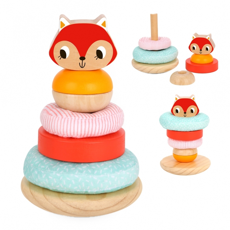 Tooky toy цветна пирамида с различни рингове Лисица