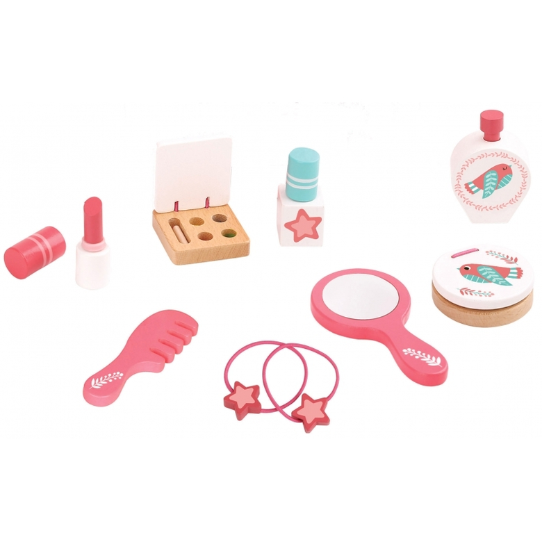 Розов козметичен комлект за деца от дърво - Tooky Toy