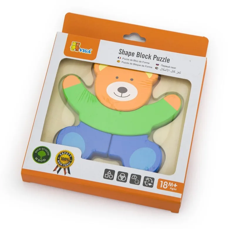 Детски пъзел Мече – дървен пъзел за бебета и малки деца VIGA Toys