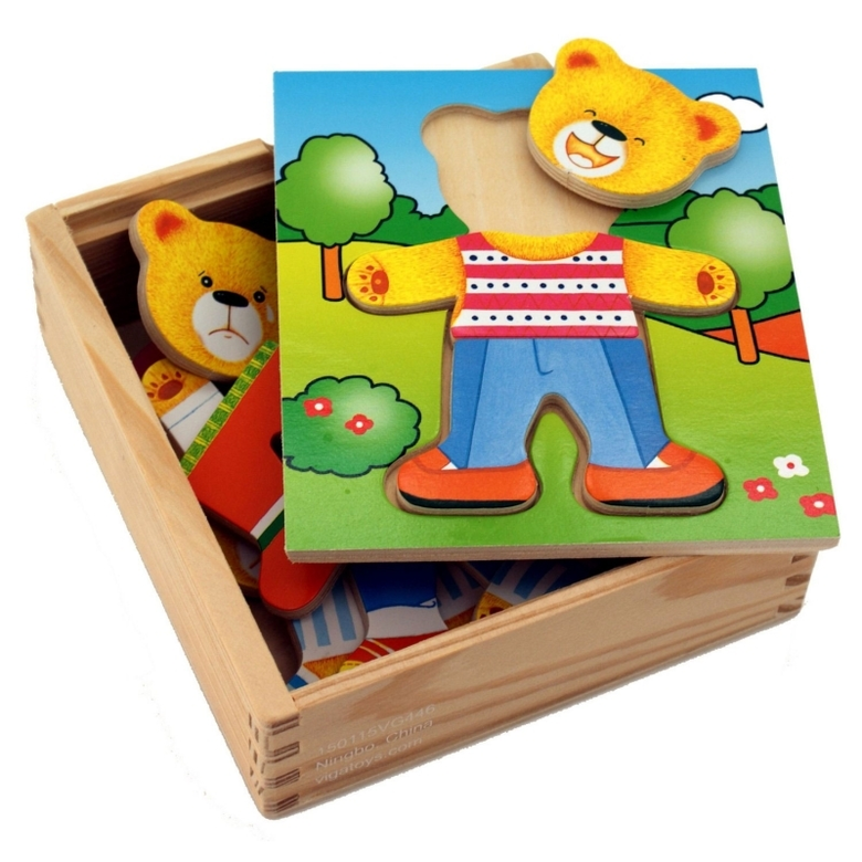 Дървена играчка и пъзел - Облечи Мечо от Viga toys