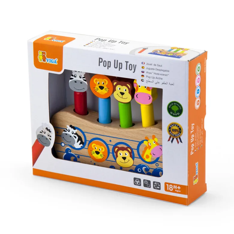 Дървена играчка с подскачащи животни от Viga toys