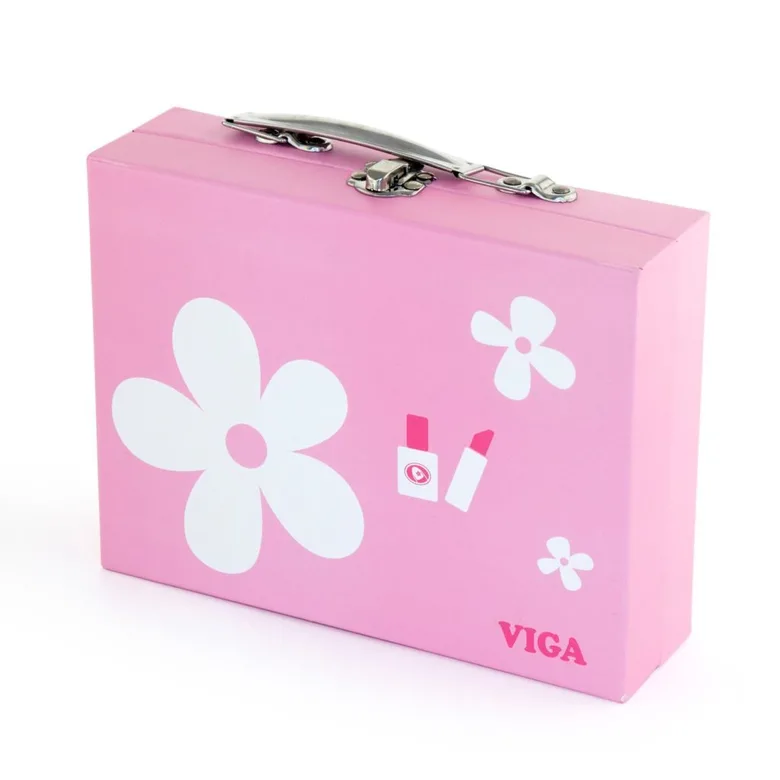 Детски козметичен комплект за разкрасяване Viga Toys – дървен комплект за грим и ролеви игри