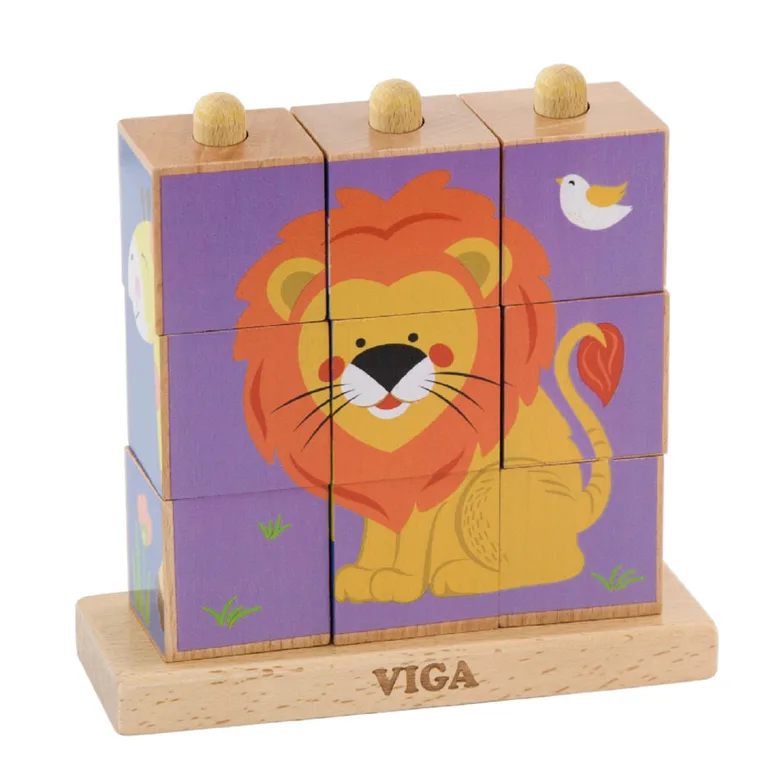 Детски пъзел от дървени кубчета - Сафари - Viga toys