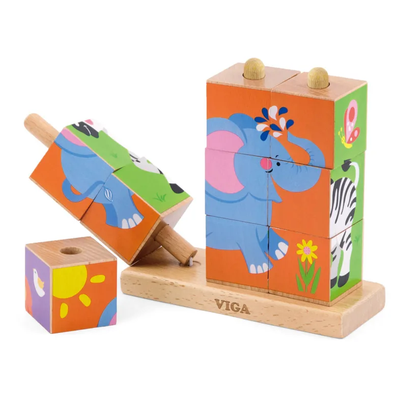 Детски пъзел от дървени кубчета - Сафари - Viga toys