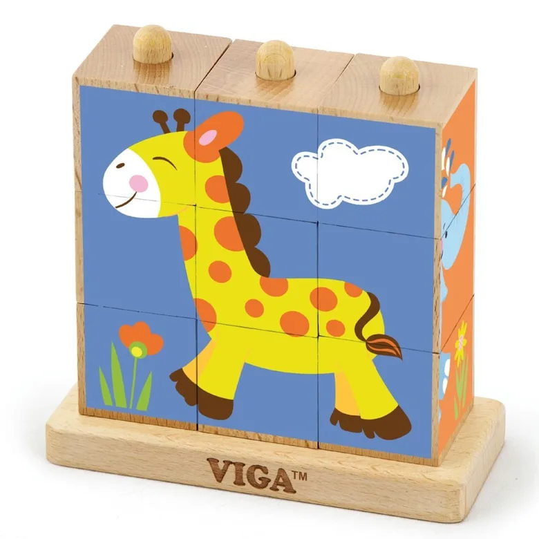 Детски пъзел от дървени кубчета - Сафари - Viga toys