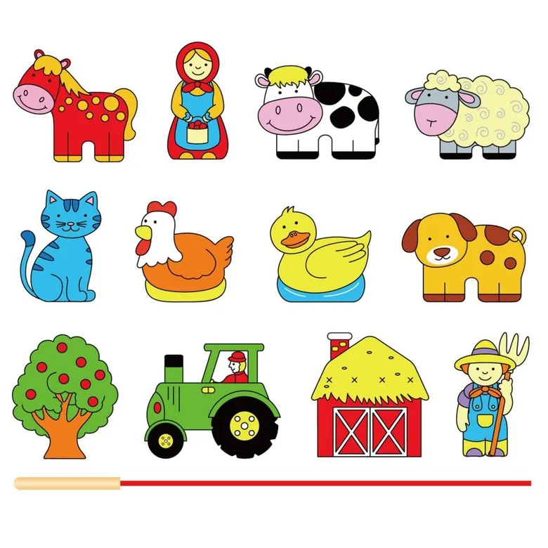 Дървена играчка за нанизване - Ферма