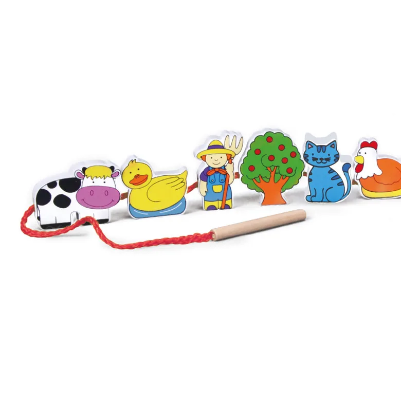 Дървена играчка за нанизване - Ферма