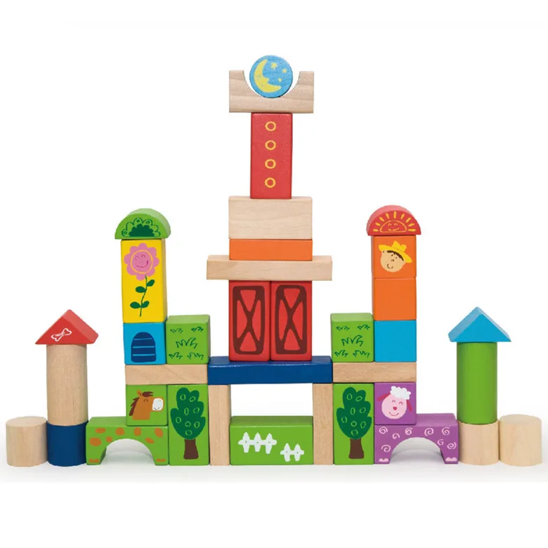 Дървен конструктор от 50 части Фермата от Viga toys