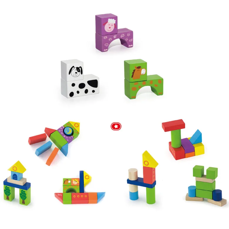 Дървен конструктор от 50 части Фермата от Viga toys