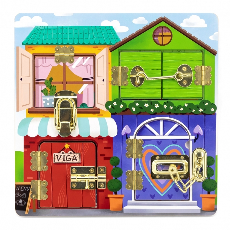 Цветна дървена дъска с ключалки от Viga toys