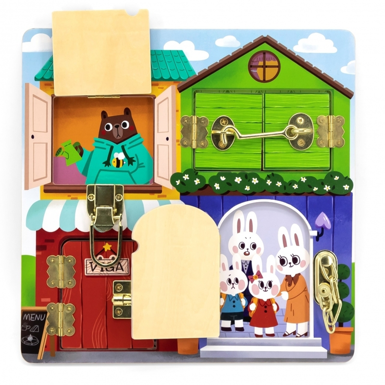 Цветна дървена дъска с ключалки от Viga toys