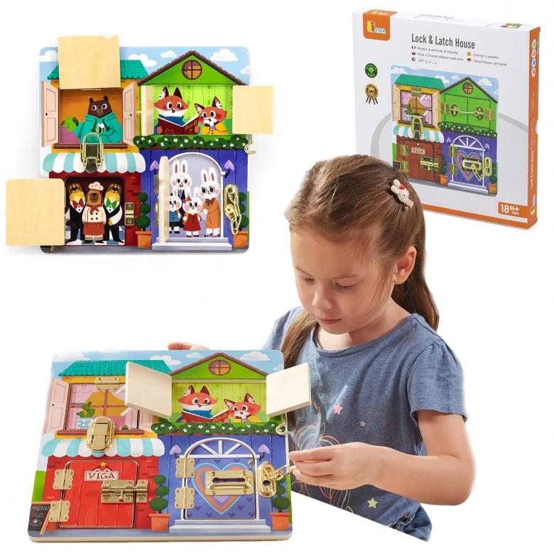 Цветна дървена дъска с ключалки от Viga toys
