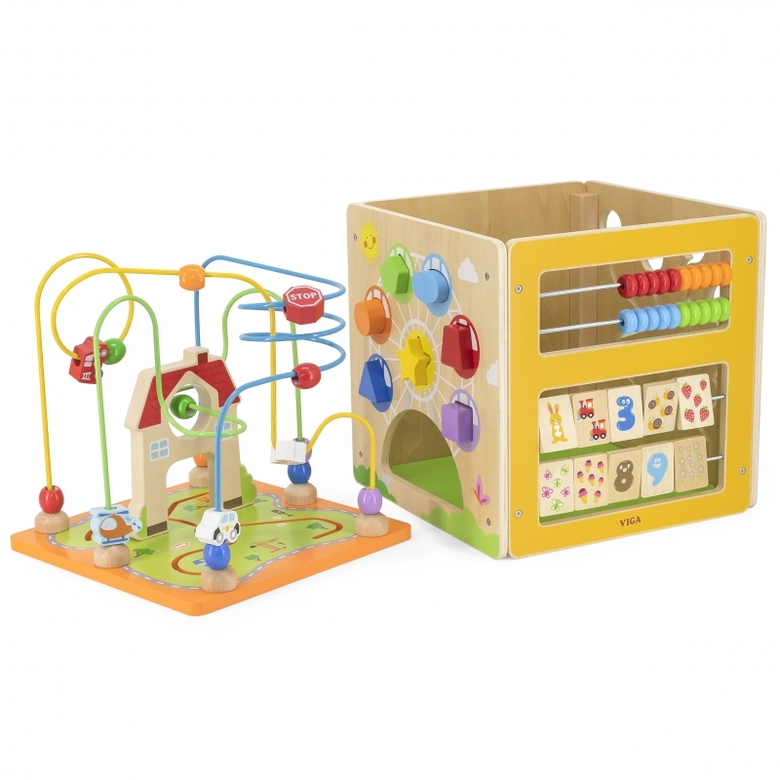 Viga toys голям дидактически куб с активности