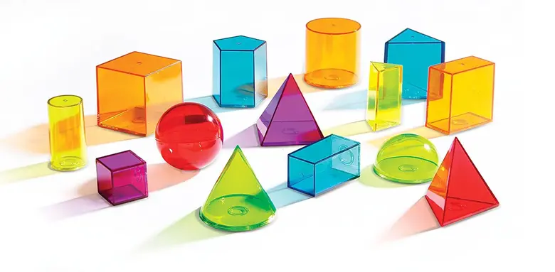 Цветни прозрачни геометрични фигури (14 бр.), Learning Resources, LER 4331
