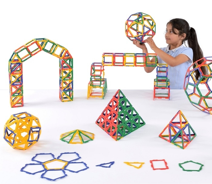 Конструктор Polydron (малък размер) - Геометрични фигури, рамки (460 части)