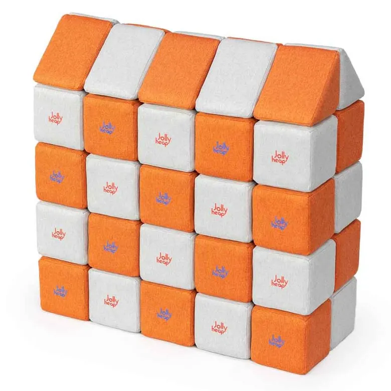 JollyHeap Medium Магнитни кубчета 1525 50 бр. Светло сиво / оранжево