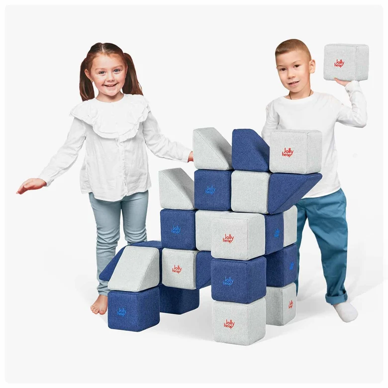JollyHeap Mini Магнитни кубчета  1526 24 бр. Светло сиво / синьо