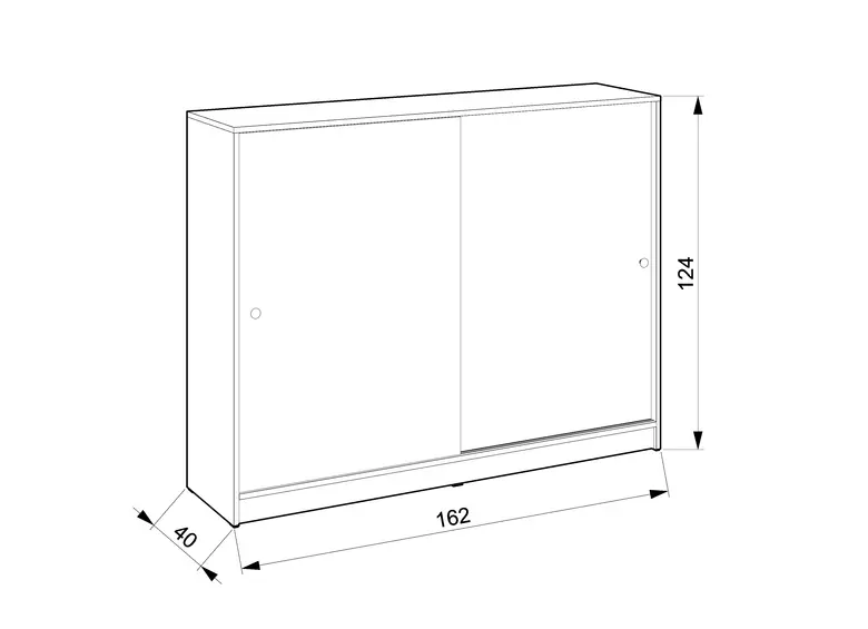 Офис Библиотека – 2 врати плъзг. – 162 x 40 х 124 см