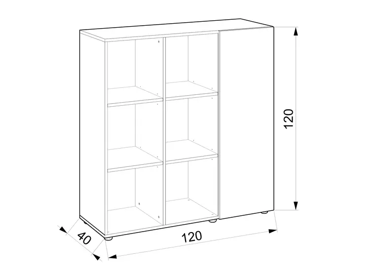 Офис Библиотека Модерна – 6 рафта, 1 врата – 120 х 40 х 120 см