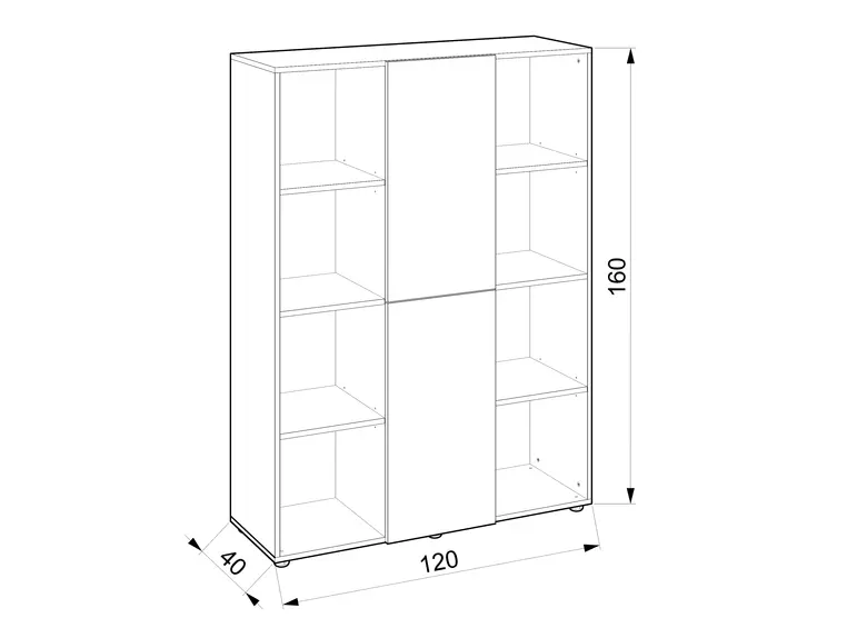 Офис Библиотека Модерна – 4 рафта, 4 врати – 120 х 40 х 160 см